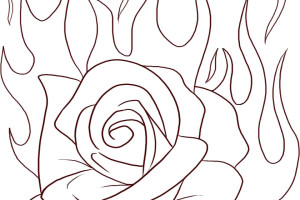 Rose Flame Flowers Coloring pages