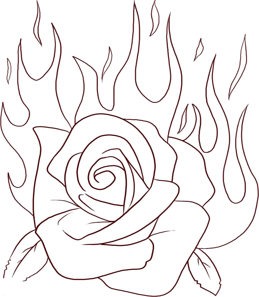  Rose Flame Flowers Coloring pages