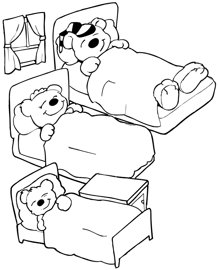 3 little Bears Coloring pages for kids