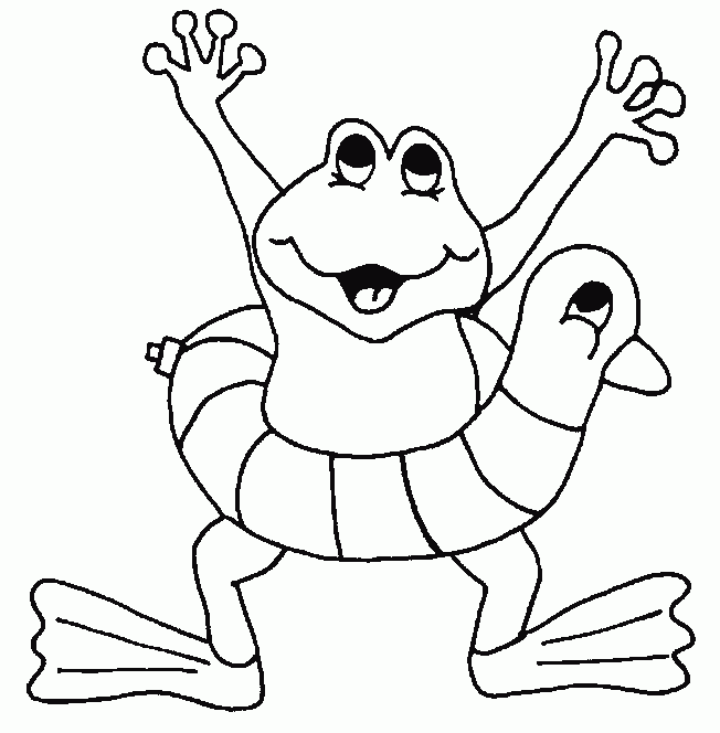 Happy Frog Beach Kids Coloring Pages