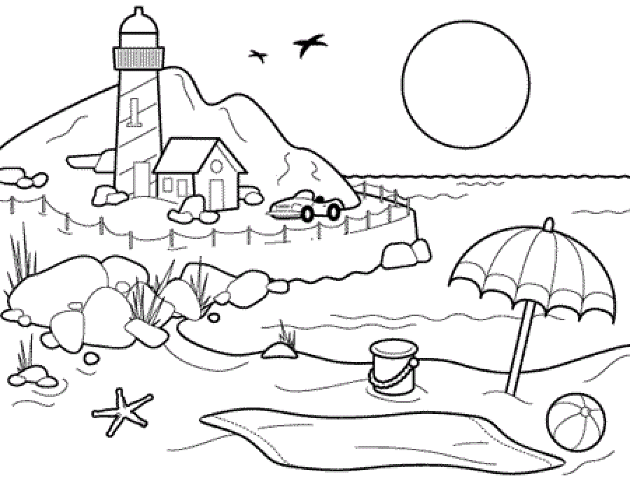 Village & Beach Kids Coloring Pages