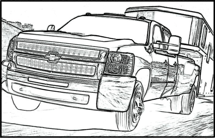  Chevy Silverado Truck Printable Coloring Pages for Kids