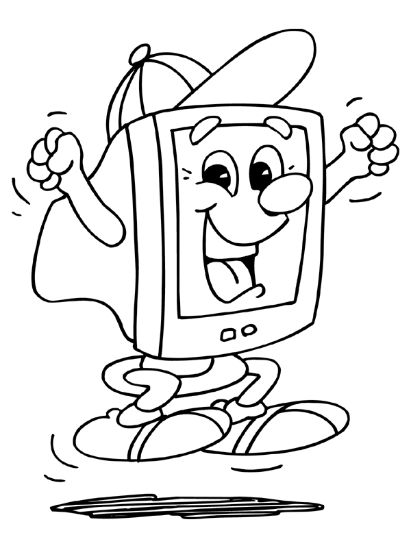 Cartoon Computer Coloring Pages for Kids | Print Coloring Pages