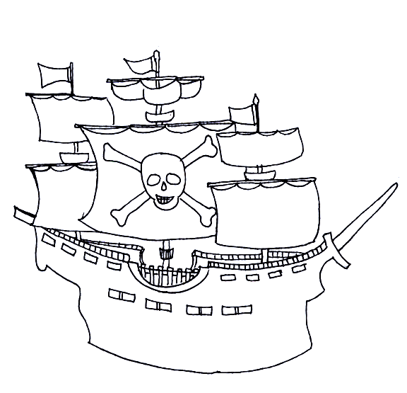 Crazy Pirate Ship Coloring Pages for Kids | Print Coloring Pages