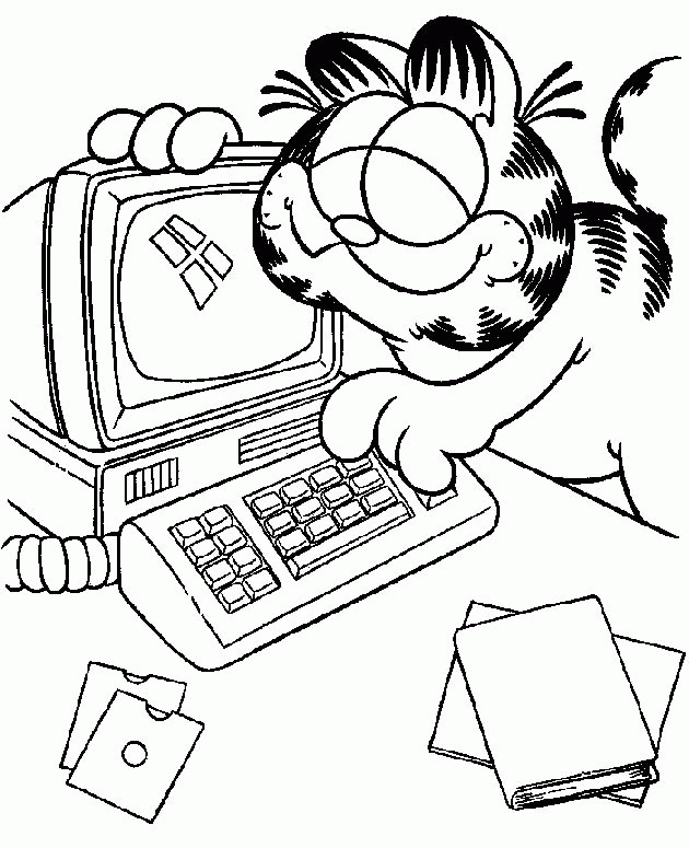 Garfield Computer Coloring Pages for Kids | Print Coloring Pages
