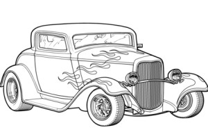 Hot Rod Classic Flames Coloring Cars