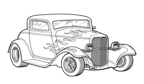  Hot Rod Classic Flames Coloring Cars