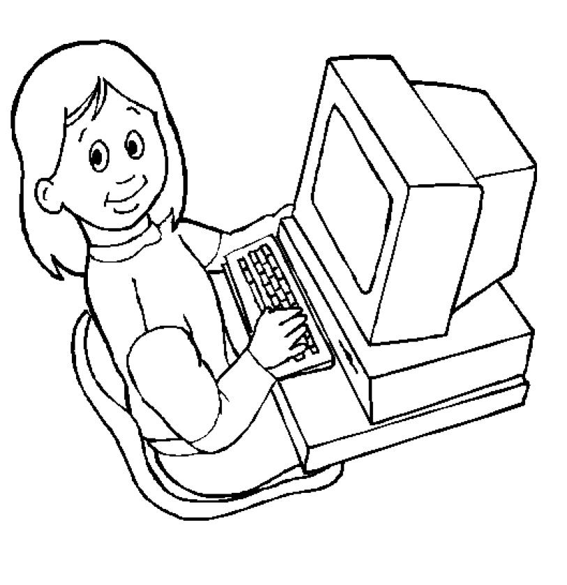 Kid Play Computer Coloring Pages for Kids | Print Coloring Pages