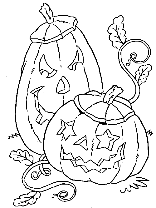 2 Pumpkins Halloween Coloring Pages for Kids