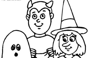 3 Kids Halloween Costumes Print Coloring Pages