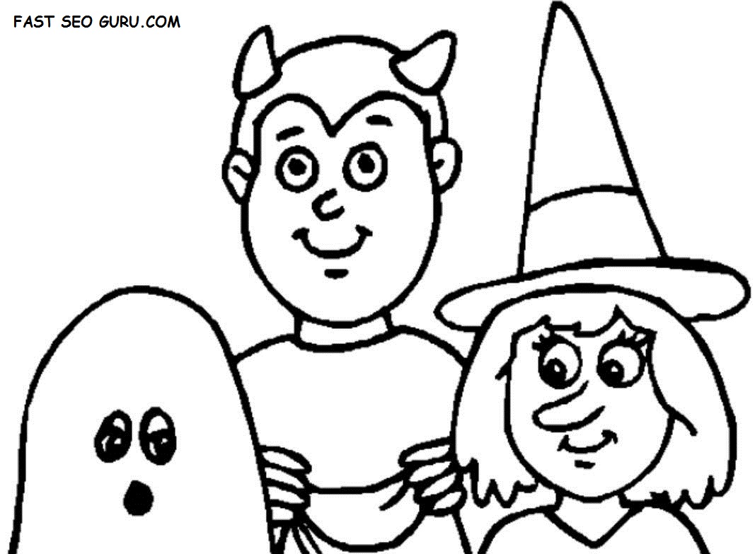  3 Kids Halloween Costumes Print Coloring Pages