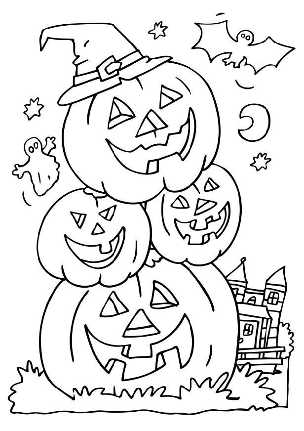  3 Pumpkin Halloween Coloring Pages