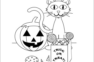 Cute Cat Halloween Coloring Pages