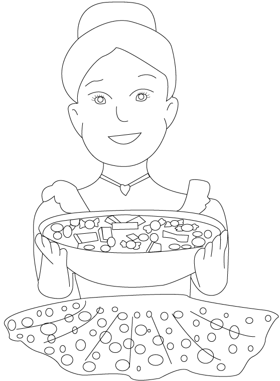 Ballerina Halloween Candy Colouring Pages