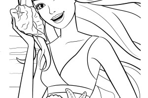 Barbie Sea Shell Coloring Pages | Barbie Coloring Pictures