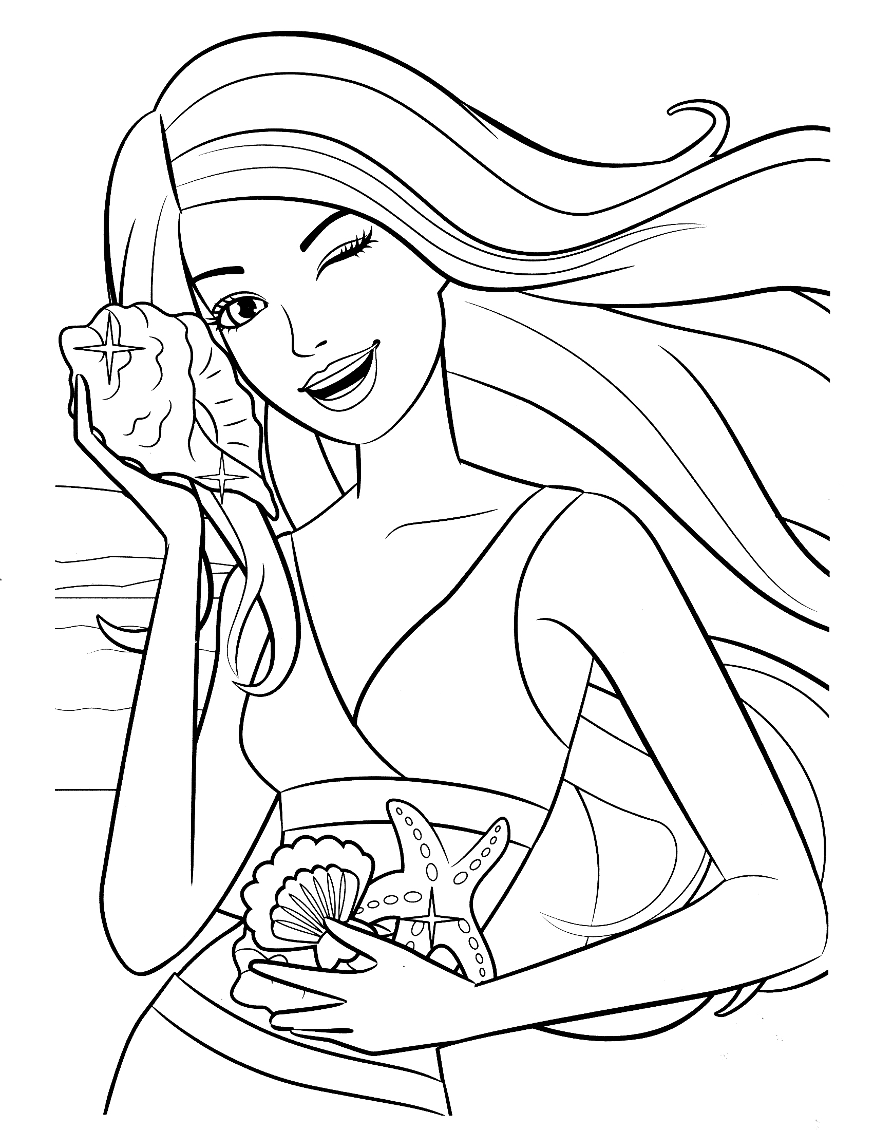  Barbie Sea Shell Coloring Pages | Barbie Coloring Pictures