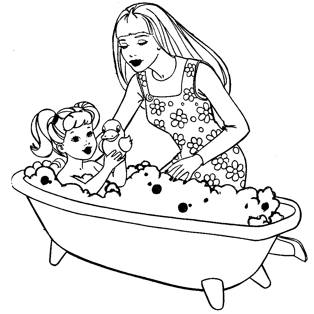 Barbie Wash Bathroom Coloring Pages | Barbie Coloring Pictures