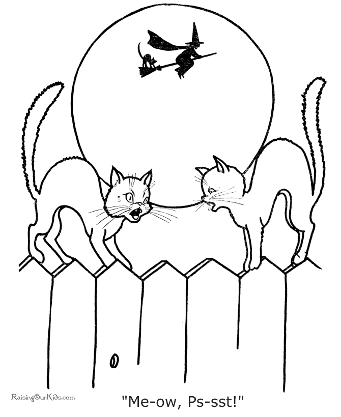 Black Cats Halloween Coloring Pages