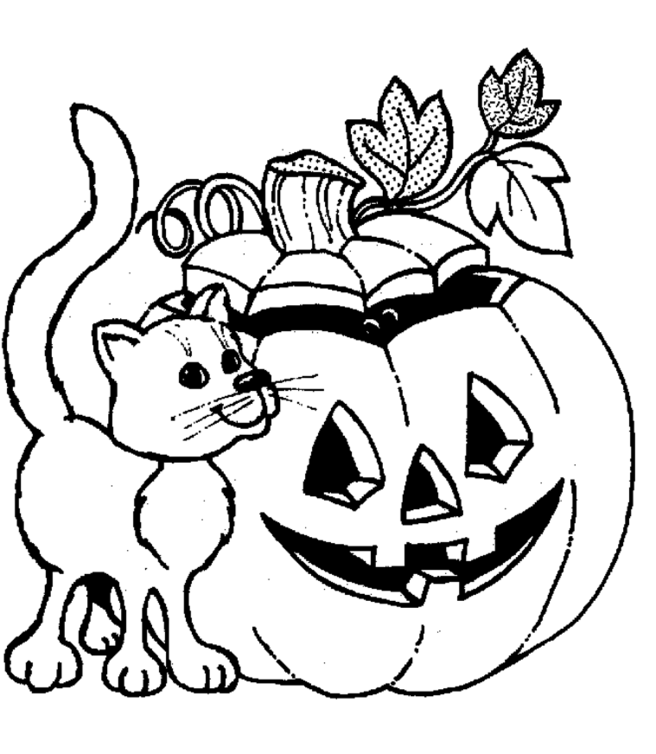 Cat Halloween Coloring Pages