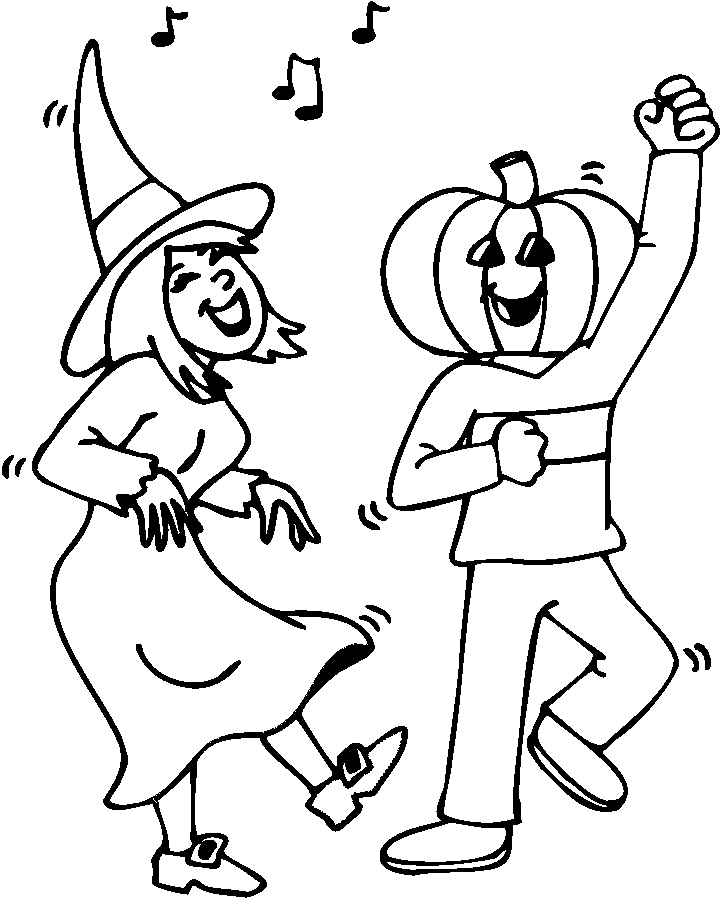 Dancing Kids Halloween Coloring Pages