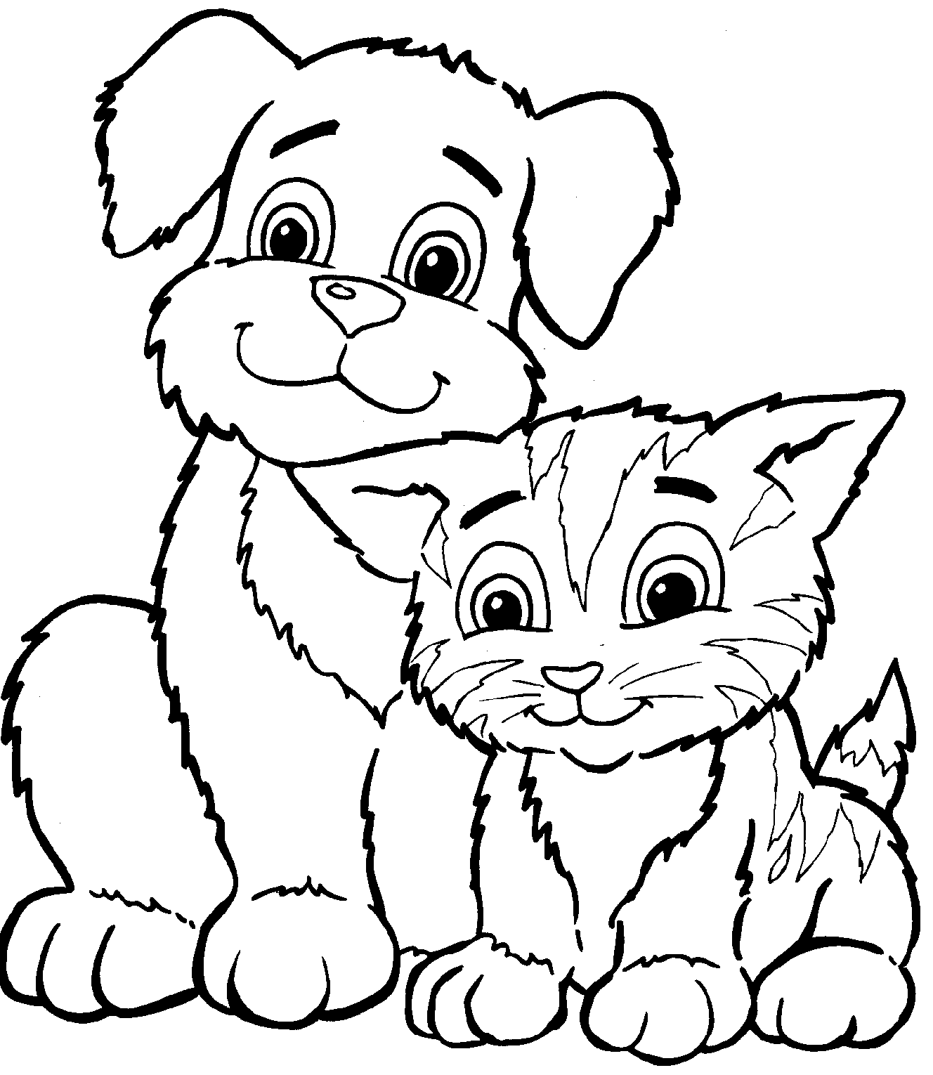 Dog and Cat Kids Coloring Sheets