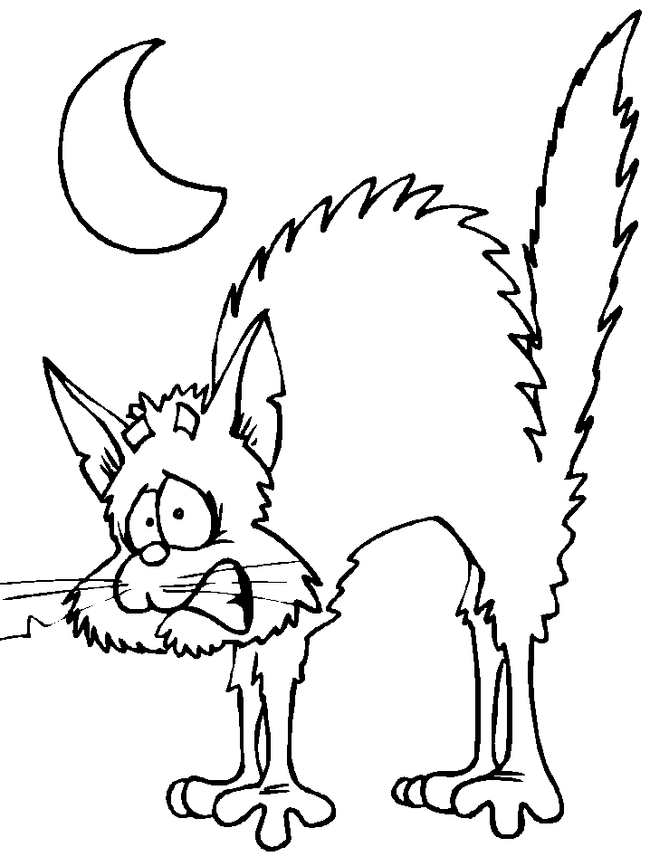 Fear Cat Halloween Coloring Pages