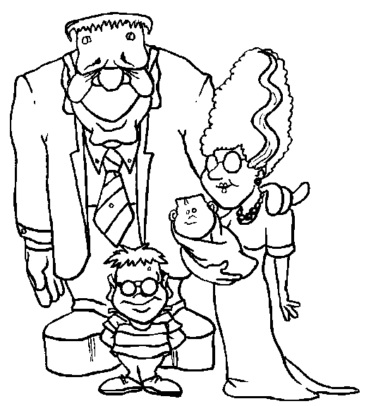 Frankenstein Family Monster Halloween Print Coloring Pages