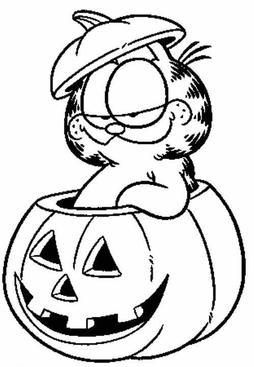 Garfield Cat Halloween Coloring Pages