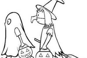 Ghost & Witch Halloween Costumes Print Coloring Pages