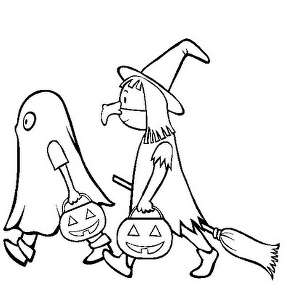  Ghost & Witch Halloween Costumes Print Coloring Pages
