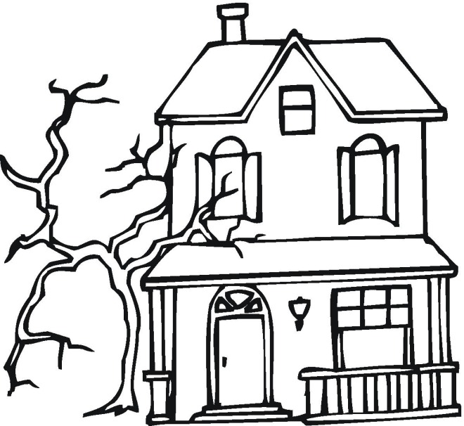  Haunted House Coloring Pages #1