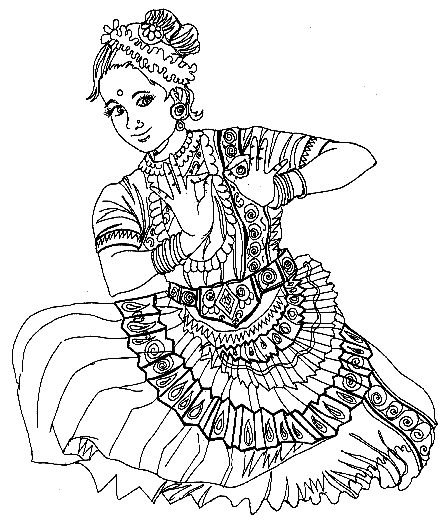India Coloring Pages Dance Style | Print Coloring Pages