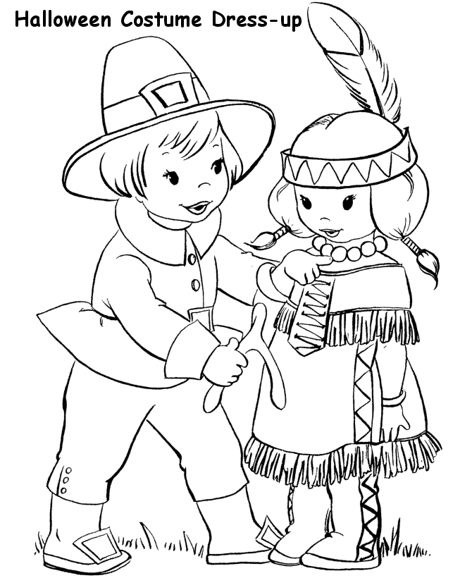 Indian Costume Halloween Coloring Pages