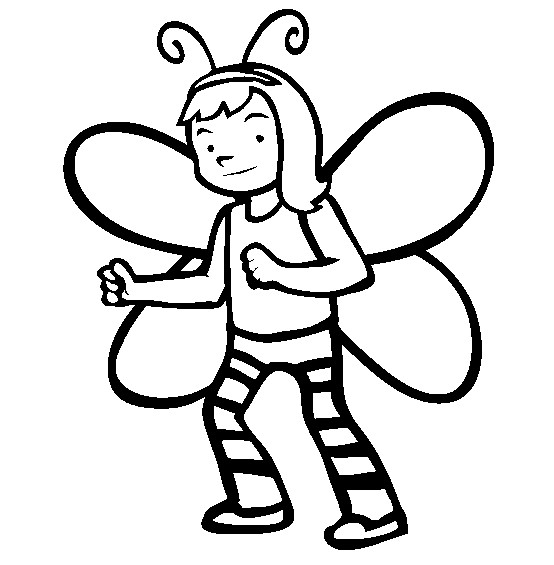  Little Bee Girls Costume Halloween Coloring Pages