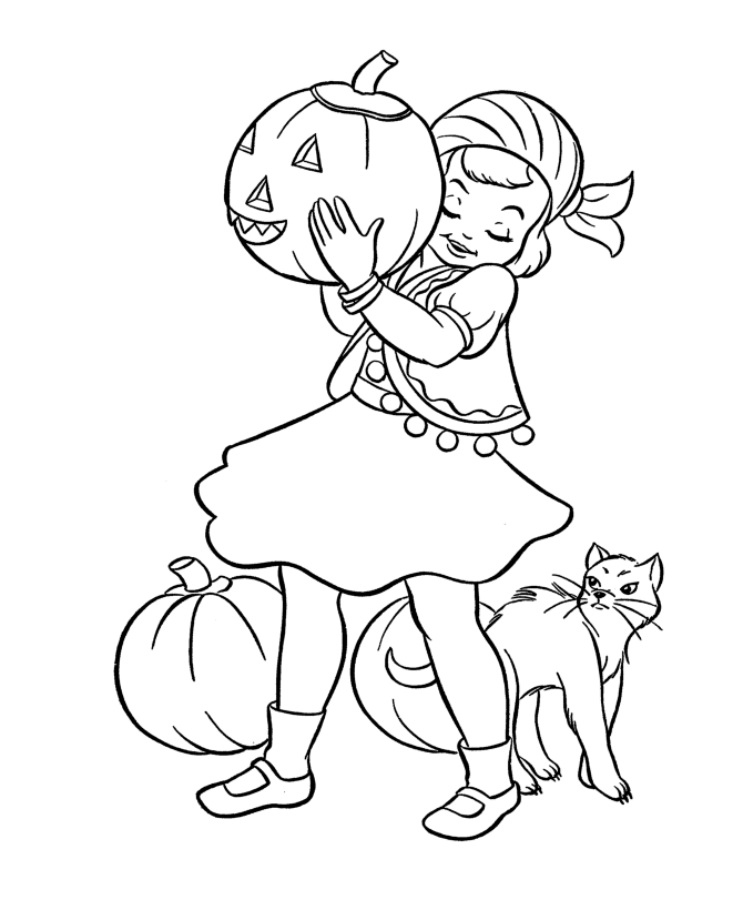 Little Girl Costume Halloween Coloring Pages