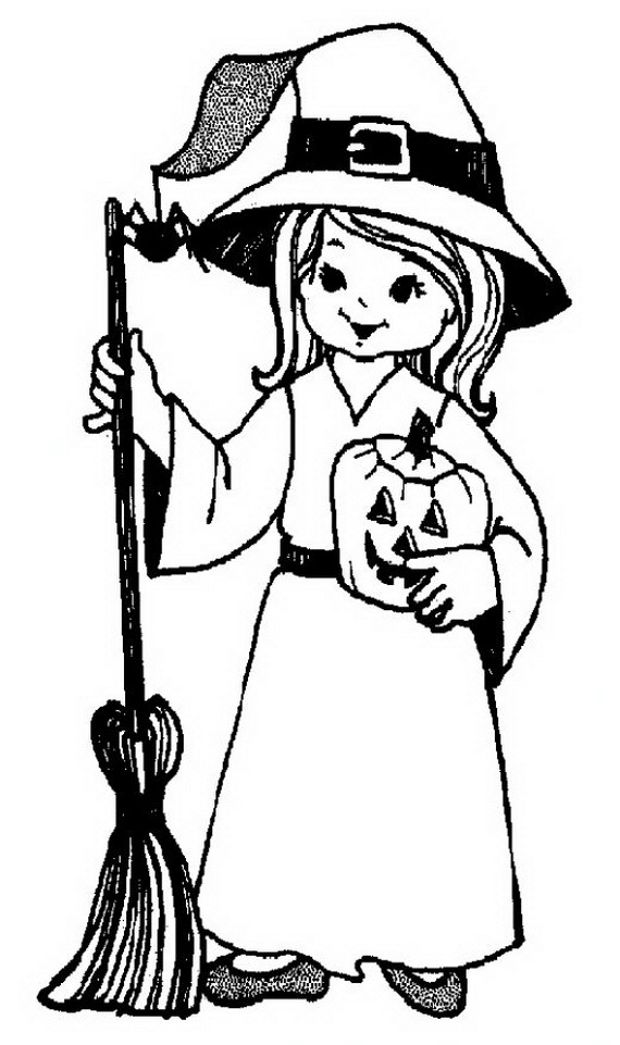  Miss Costume Halloween Colouring Pages