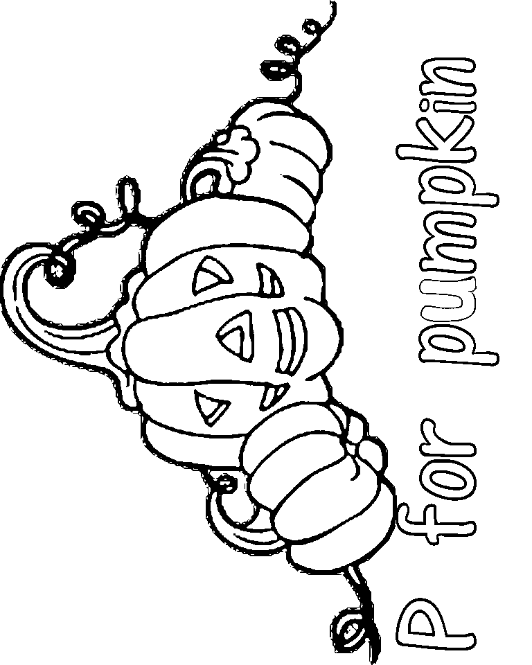 P for Pumpkin Halloween Colouring Pages