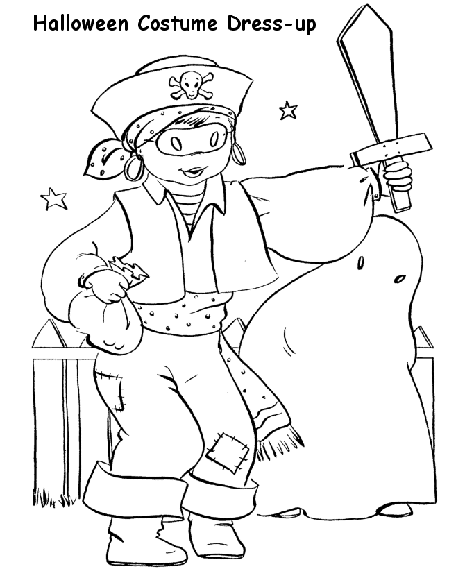 Pirate Costume Halloween Coloring Pages