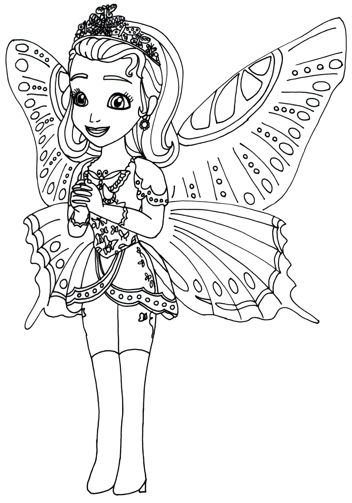 Princess Butterfly Halloween Costumes Print Coloring Pages