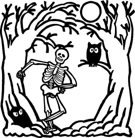 Skull Dancing Halloween Coloring Pages for Kids
