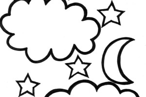 Stars Coloring Pages Star with Moon | Print Coloring Pages