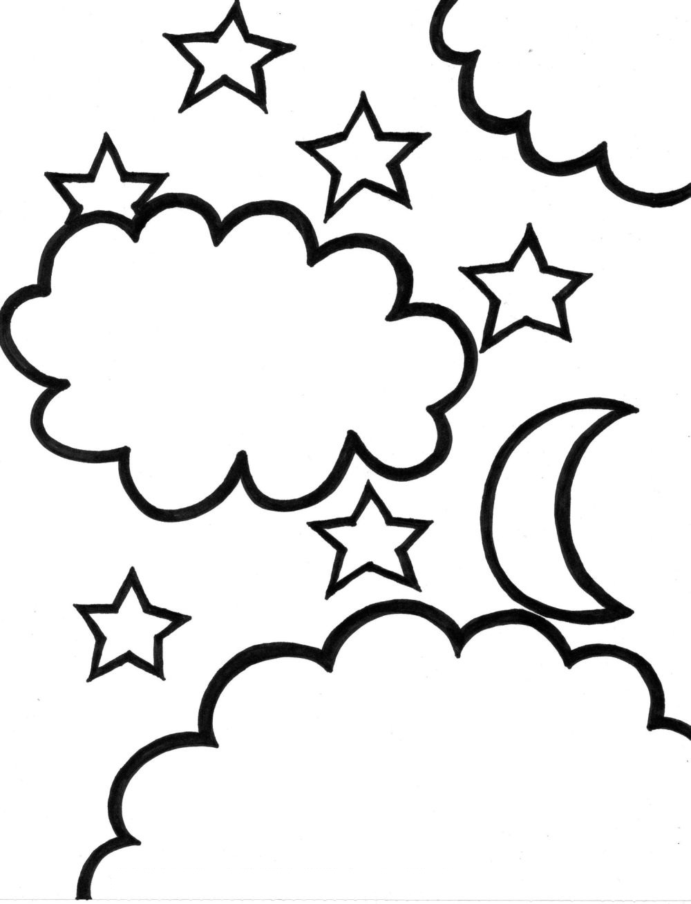  Stars Coloring Pages Star with Moon | Print Coloring Pages