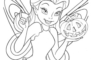 Tinkerbell Happy Halloween Coloring Pages for Kids