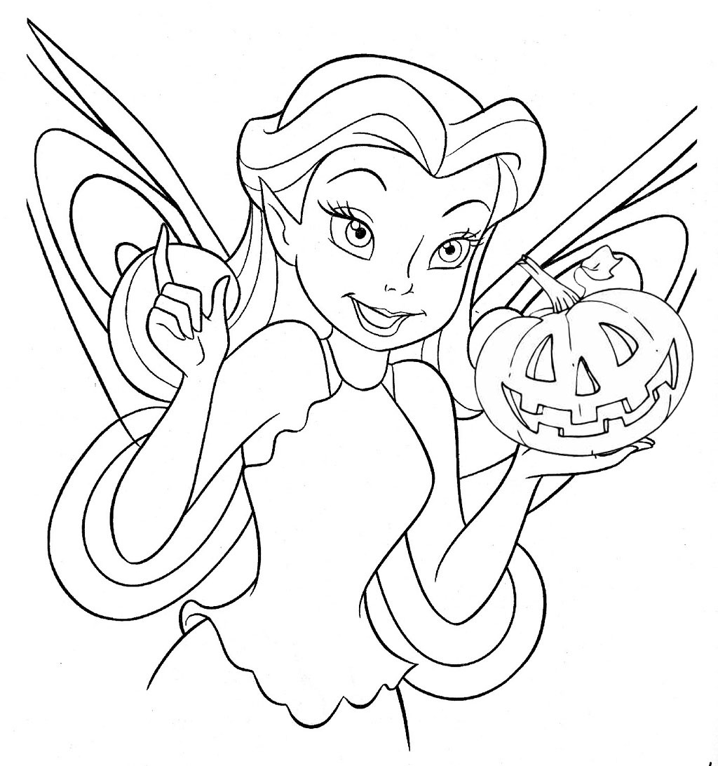  Tinkerbell Happy Halloween Coloring Pages for Kids