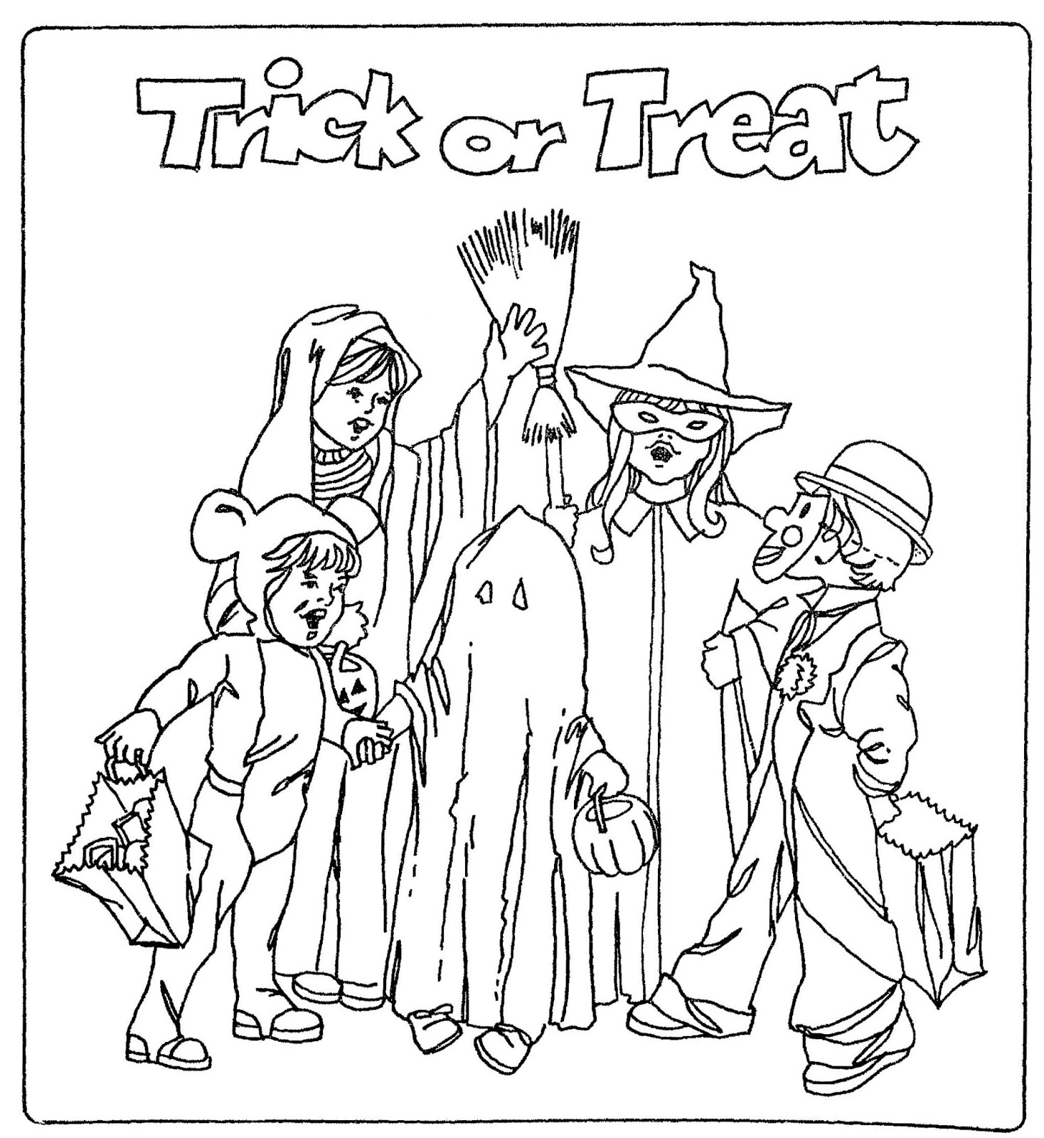  Trick or Treat Baby Costume Halloween Coloring Pages