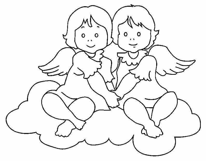 Twins Angels Coloring Pages| Print Coloring Pages