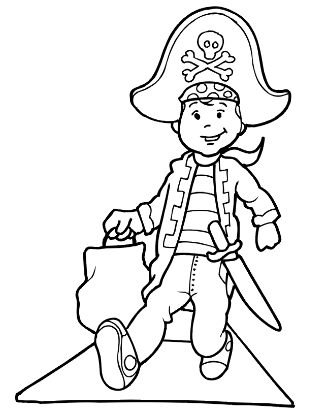 Young Pirate Costume Halloween Coloring Pages