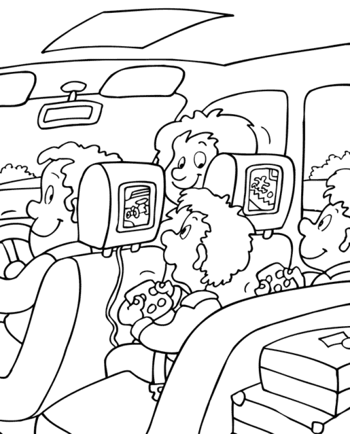 Computer in Car Coloring Book | Free Coloring Pages