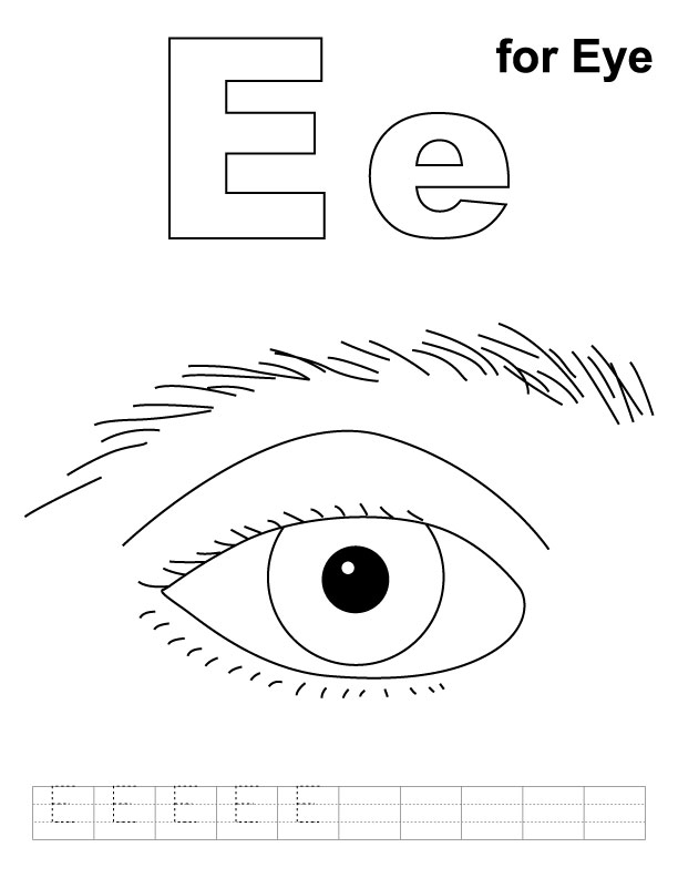  E for Eye Coloring Pages for Kids