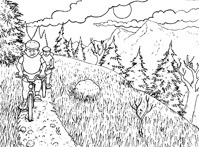 Nature Mountain Bike Coloring Pages